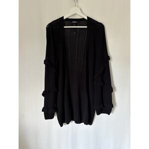 Express Sweater Cardigan Medium Black Open Front